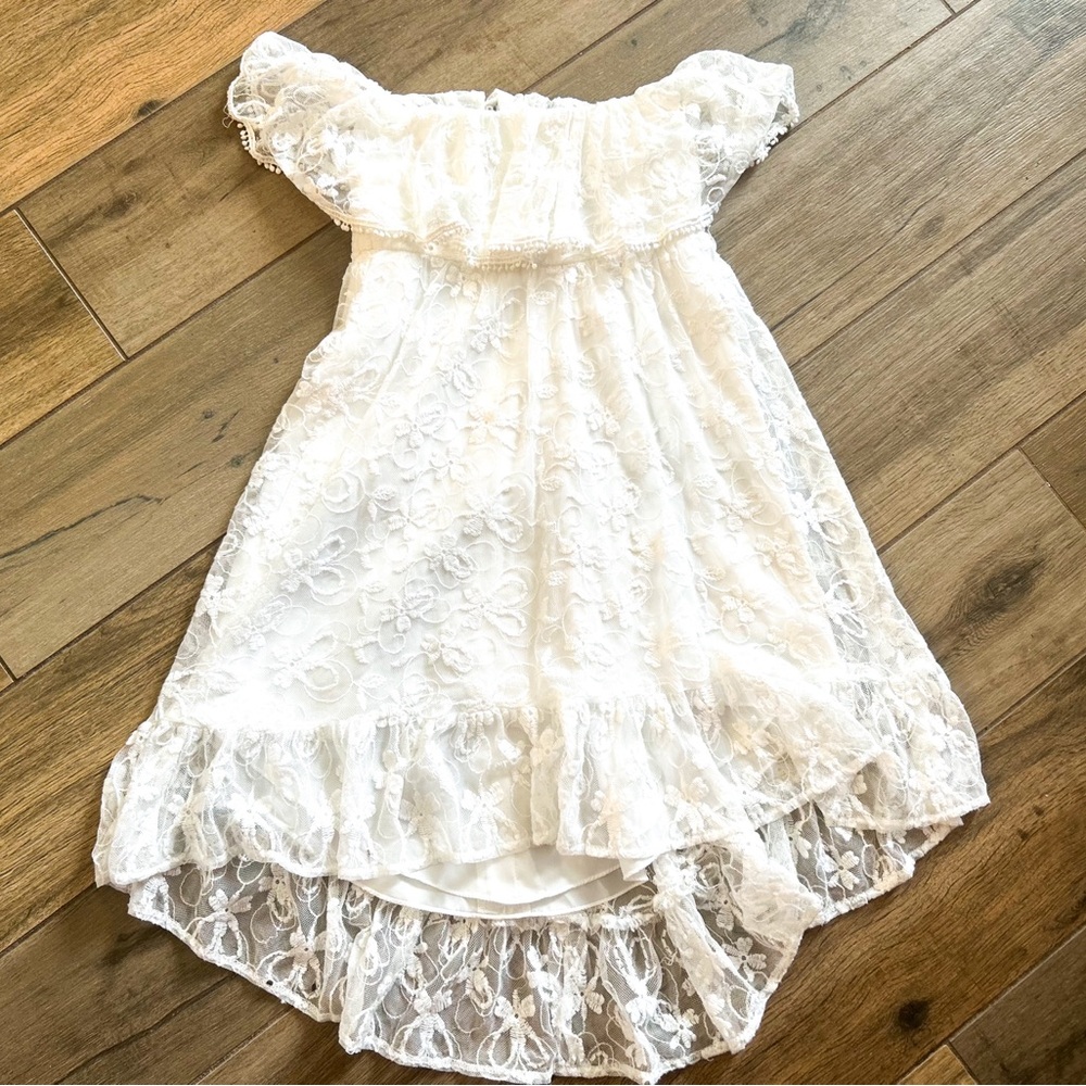 Beautiful white lace high low dress
